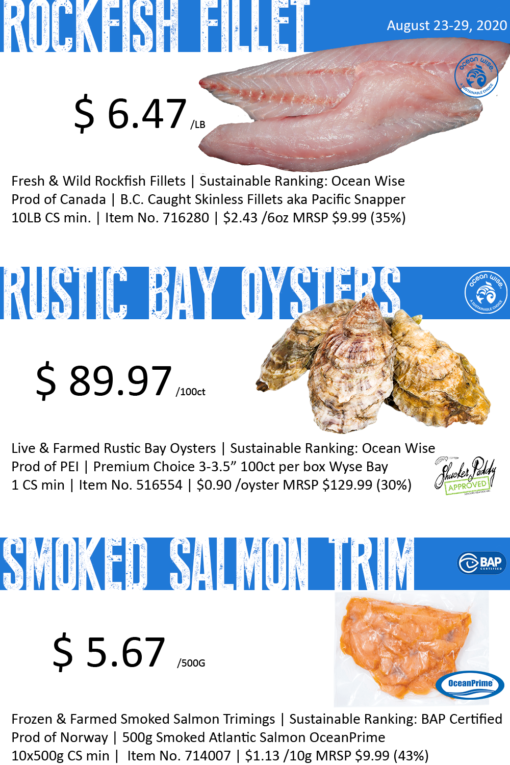 a fresh catch feature fish seafood August 23 to 29, 2020, Rustic Bay